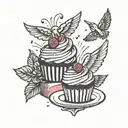 memorial, wings, cupcake tattoo design idea