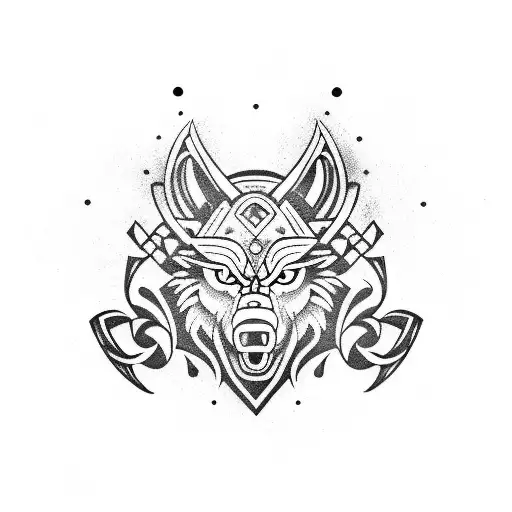 viking style, wolf, bear, eagle, totem pole tattoo design idea