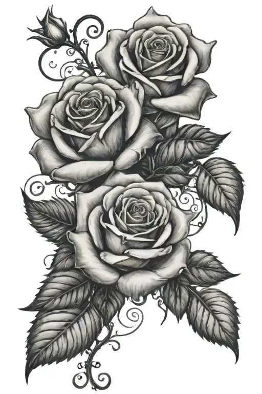 4 roses with vines intertwining tattoo design idea