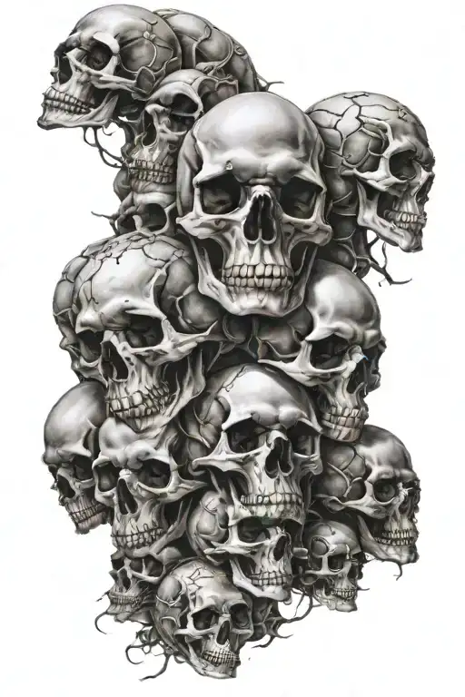 pile of skulls sleeve tattoo tattoo design idea