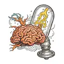 Create an artistic representation of an illuminated lamp with a brain inside it, symbolizing autistic awareness tattoo design idea