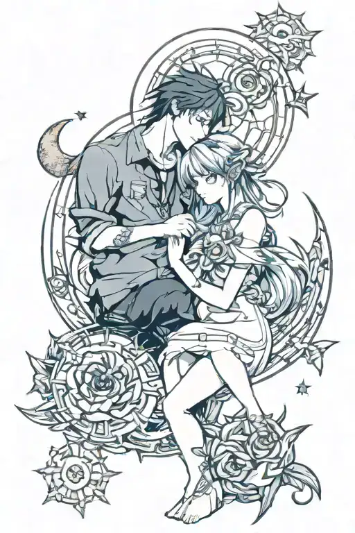 A girl like the moon and a guy like the sun love each other tattoo design idea