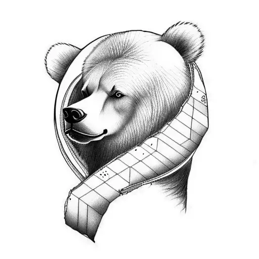 women teen with bear skin tattoo design idea
