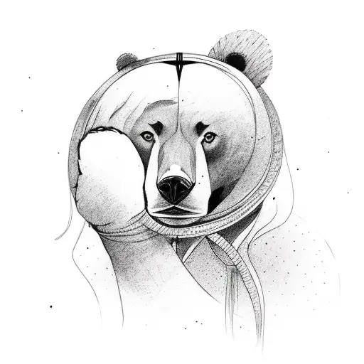 women teen with bear skin tattoo design idea