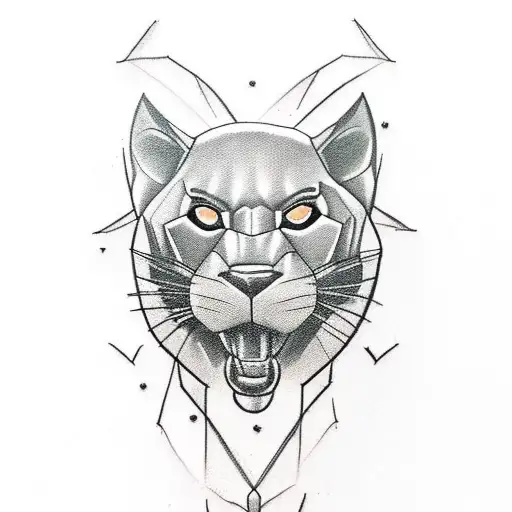 create a leg tattoo with a black panther face, two street signs passing each other with the words Columbus Ave and Sedge tattoo design idea