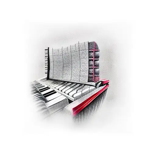 old skool mic and piano keys tattoo design idea