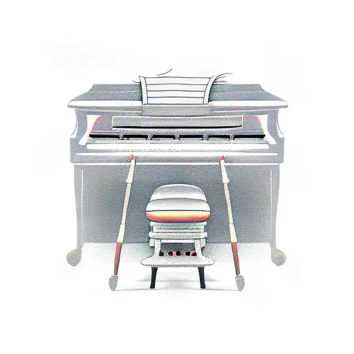 old skool mic and piano keys tattoo design idea