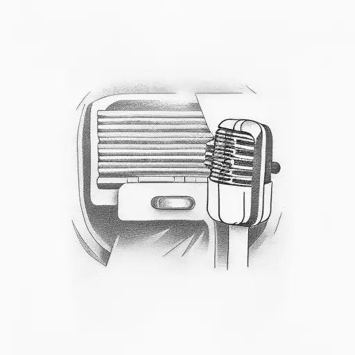 old skool mic and piano keys tattoo design idea