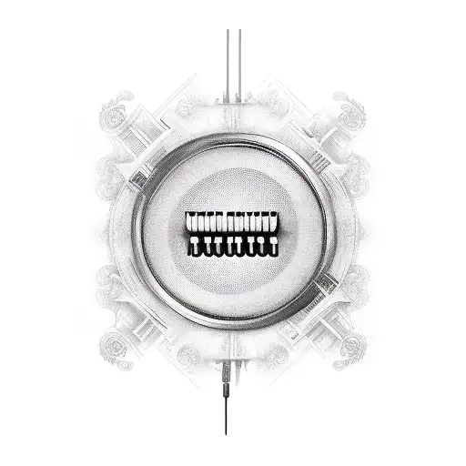 old skool mic and piano keys tattoo design idea