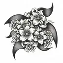 epilepsy ribbon with flowers tattoo design idea