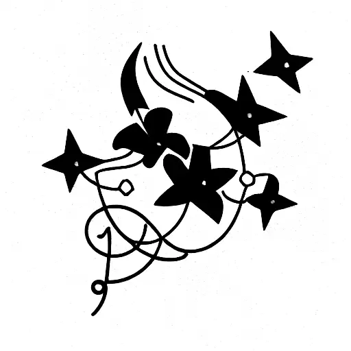 virgo constellation with purple morning glory flowers tattoo design idea