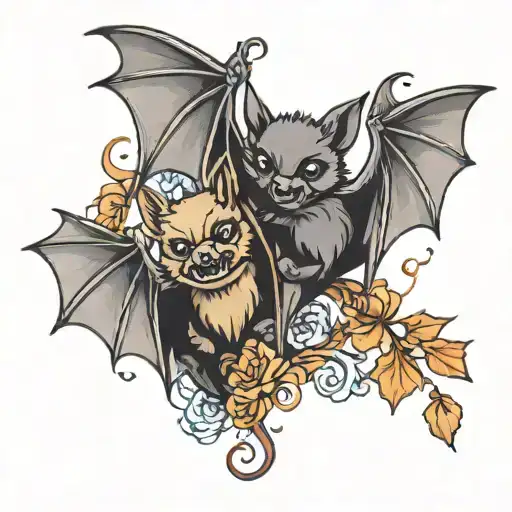 cute bats tattoo design idea