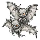 cute bats tattoo design idea