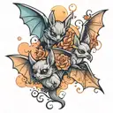cute bats tattoo design idea