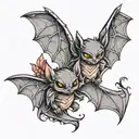 cute bats tattoo design idea