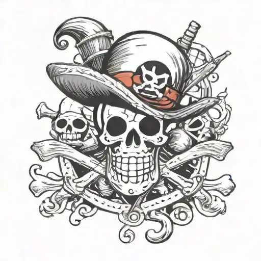 Incorporate symbols from One Piece, like the Straw Hat Pirates logo, with mechanical elements to showcase your love for the series and your occupation as a mechanical engineer. tattoo design idea