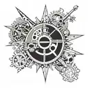 Combine elements from One Piece, such as the Straw Hat Pirates flag, with a mechanical gear design to symbolize your passion for adventure and engineering. tattoo design idea