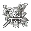 Combine elements from One Piece, such as the Straw Hat Pirates flag, with a mechanical gear design to symbolize your passion for adventure and engineering. tattoo design idea