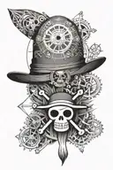 Combine elements from One Piece, such as the Straw Hat Pirates flag, with a mechanical gear design to symbolize your passion for adventure and engineering. tattoo design idea