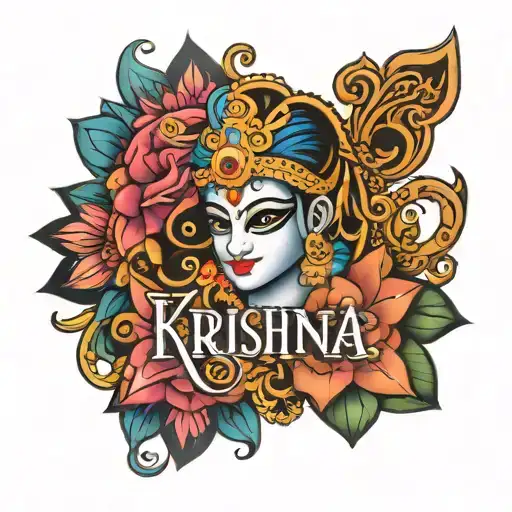 krishna name tattoo design idea