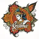 krishna name tattoo design idea