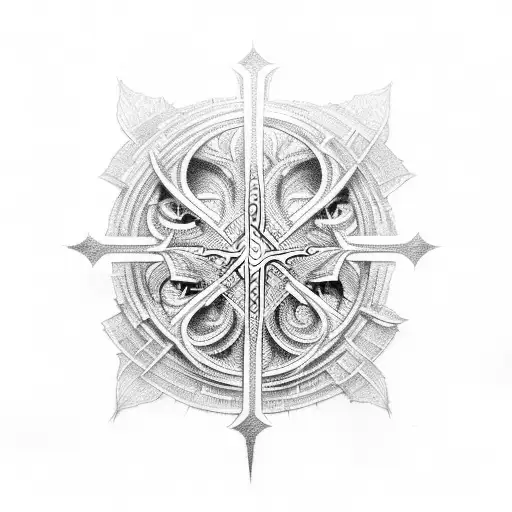 a cross with cool design  tattoo design idea