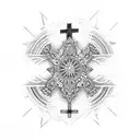 a cross with cool patterns  tattoo design idea