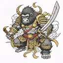 gorilla samurai armor defense 3 children fashion nice but not too much, with pleasures of the sea and poseidon tattoo design idea