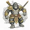 gorilla samurai armor defense 3 children fashion nice but not too much, with pleasures of the sea and poseidon tattoo design idea