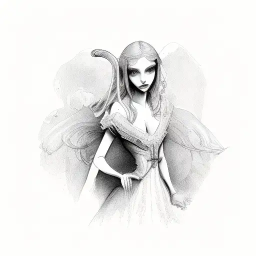 ange femme et petit diable tattoo design idea