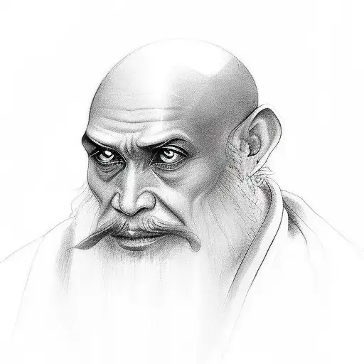 From the symbols that appear in the book: The Monk Who Sold His Ferrari. Create a design for a small tattoo on the back. tattoo design idea