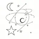 combination of letter A and letter C with stars and moons for friends tattoo design idea