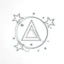combination of letter A and letter C with stars and moons for friends tattoo design idea
