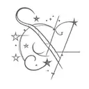 combination of letter A and letter C with stars and moons for friends tattoo design idea