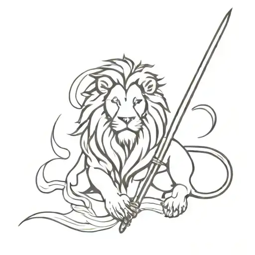 sword lion tattoo design idea