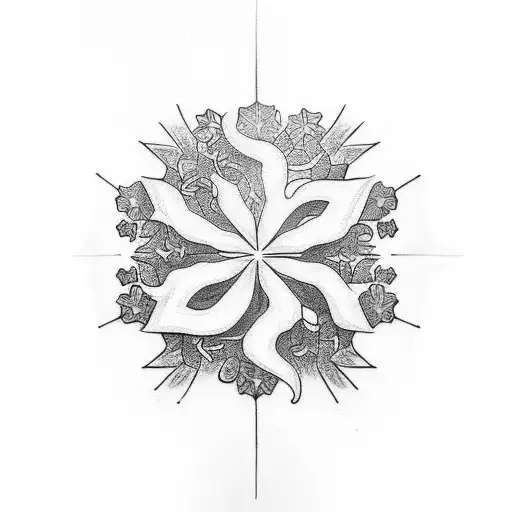 C with Phoenix in it, incorporate four leaf clover and snowflake tattoo design idea