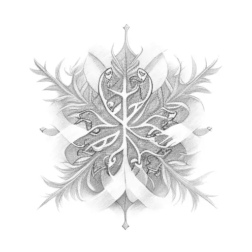 C with Phoenix in it, incorporate four leaf clover and snowflake tattoo design idea