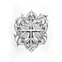 C with Phoenix in it, incorporate four leaf clover and snowflake tattoo design idea