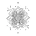 C with Phoenix in it, incorporate four leaf clover and snowflake tattoo design idea