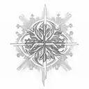 C with Phoenix in it, incorporate four leaf clover and snowflake tattoo design idea