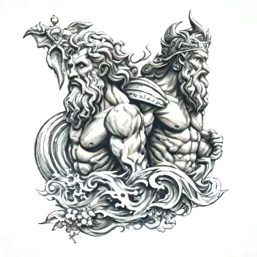zeus y poseidon tattoo design idea
