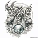 zeus y poseidon tattoo design idea