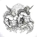 zeus y poseidon tattoo design idea