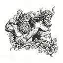zeus y poseidon tattoo design idea