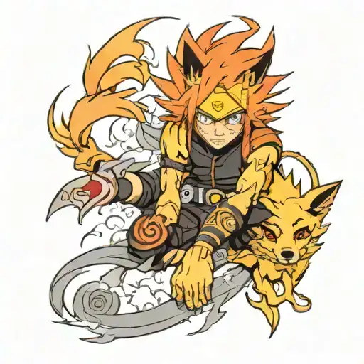 Naruto and kurama sleeve tattoo tattoo design idea