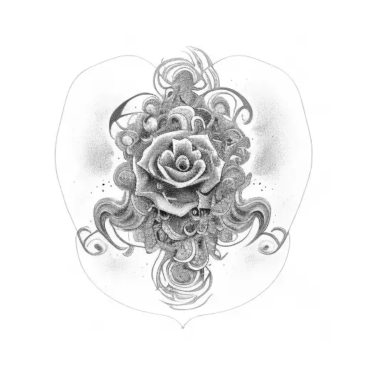 Trippy zen head spiraled with a garden of flower growing from the hair tattoo design idea