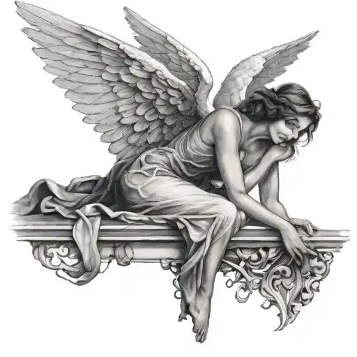 angel banished by the temptation to fall in love with a human tattoo design idea