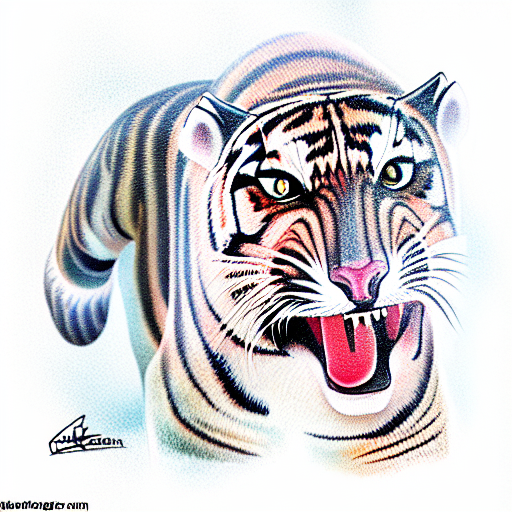 water tiger eating cookie tattoo design idea