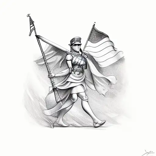 Athena with a Dominican Republic flag tattoo design idea