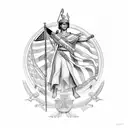 Athena with a Dominican Republic flag tattoo design idea